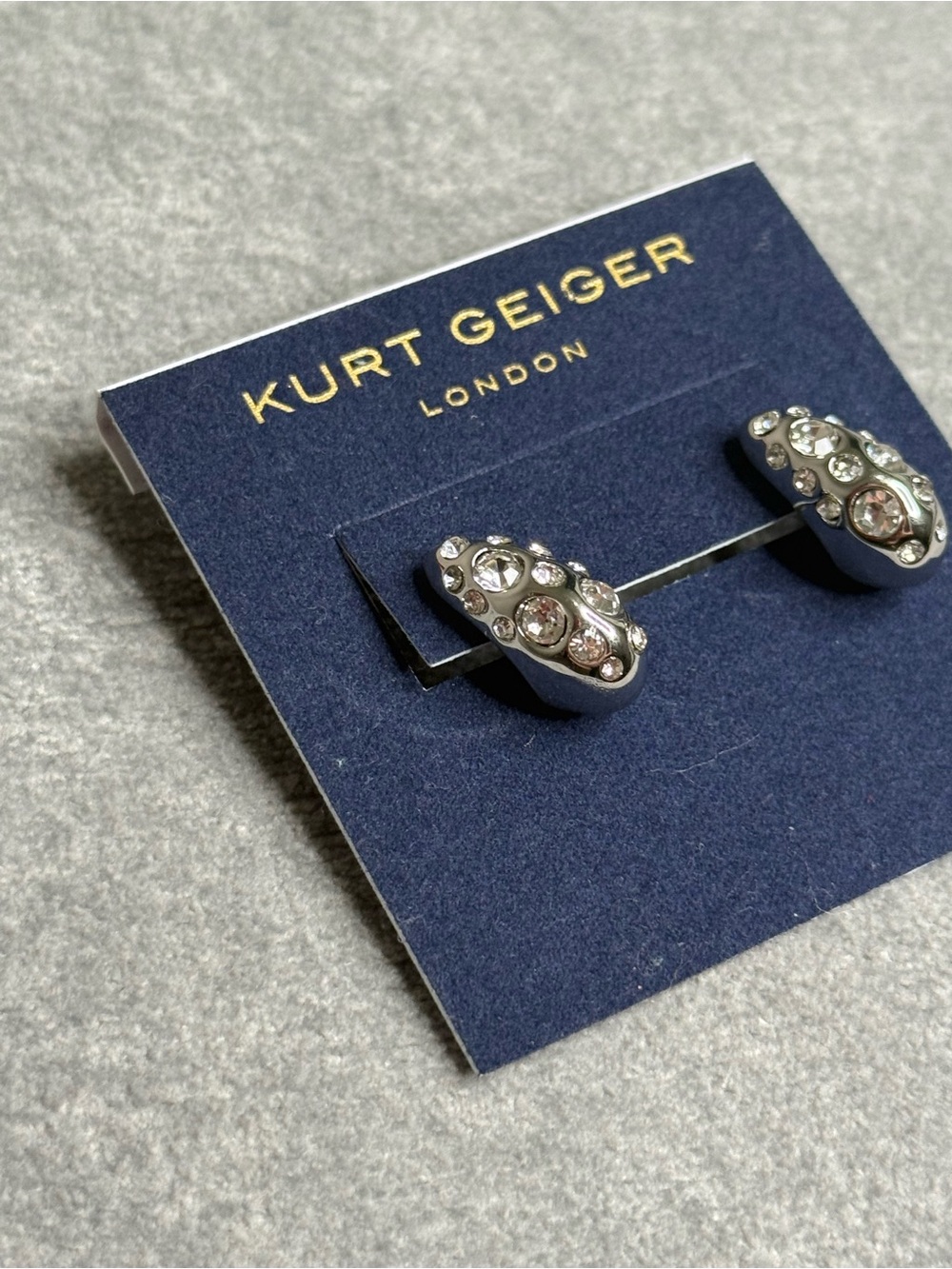 NWT Kurt Geiger Bombay Pavé CZ Dome Hoop Earrings, Silver/ Crystal - Picture 3 of 3